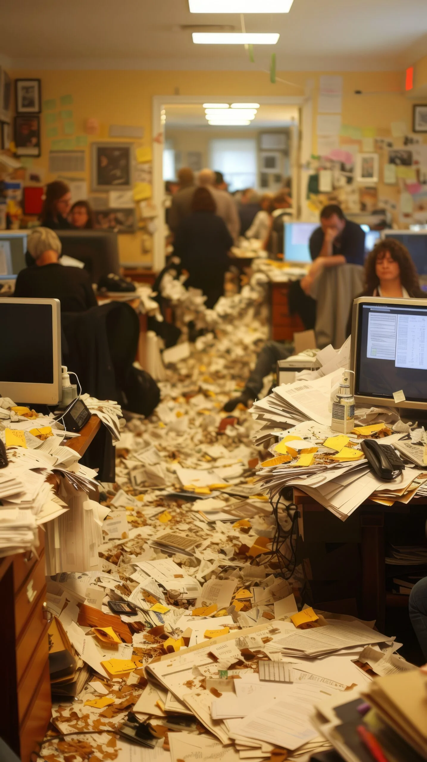 Escritório desorganizado e improdutivo